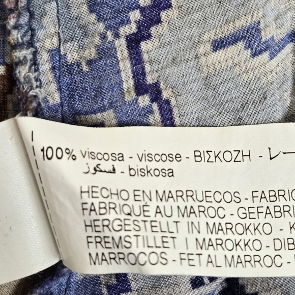 Zara Digital Floral Paisley Balloon Sleeve Midi Dress Blue Gold size Medium - Picture 9 of 10